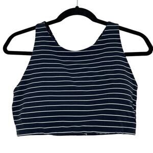 Athleta Sports Bra, Navy and White Striped, Women’s Size Large